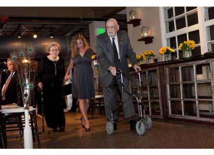 My cousin, Ayelet, walking our grandparents down the aisle at our wedding